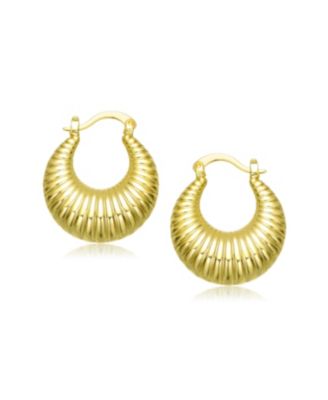 Seashell Long Hoop Earrings Set in White Gold Plated, 14k Gold Plated, or 18k Rose Gold Plated