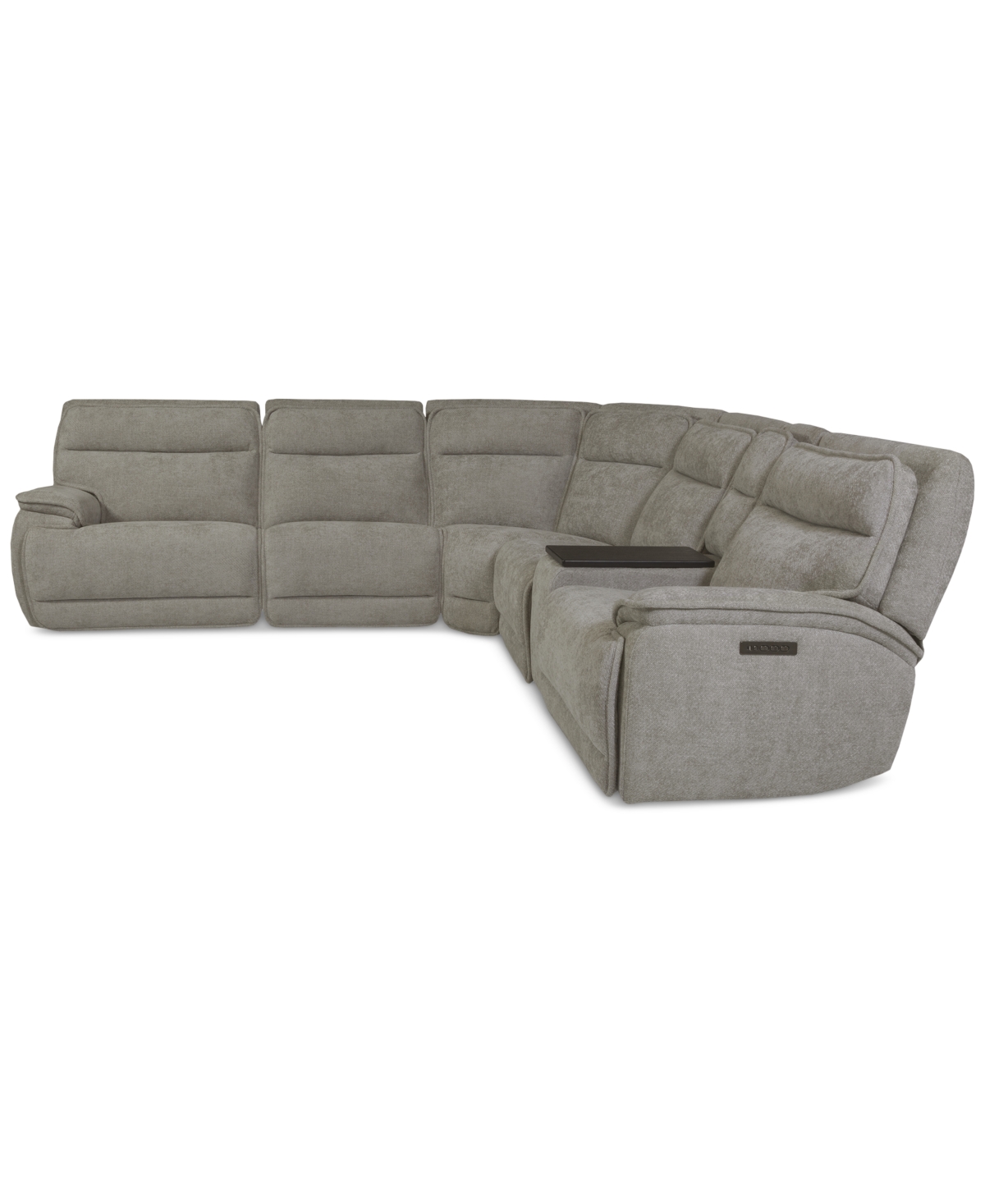 Macy's Ozryn 6-pc. Fabric Sectional With Console And 2 Power Motion Chairs, Exclusively At  In Gray