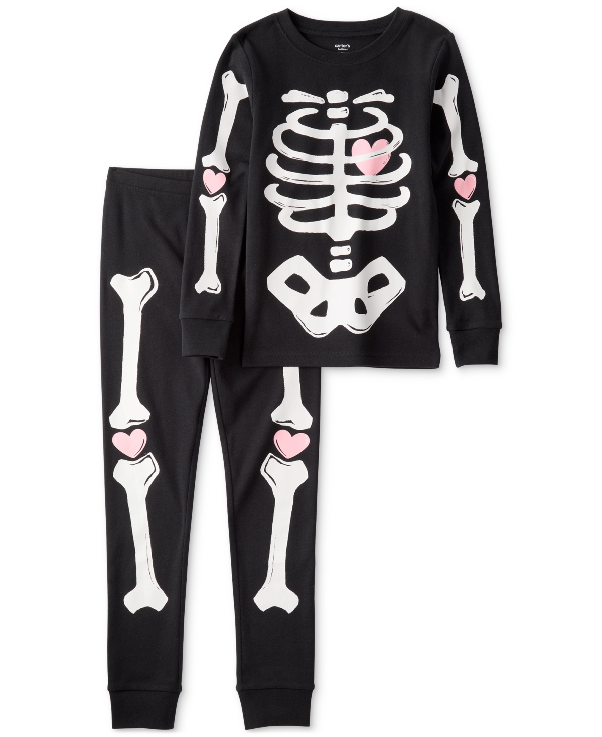 Carter's Big Kids 2-pc. Glow In The Dark Skeleton Pajama Set In Black