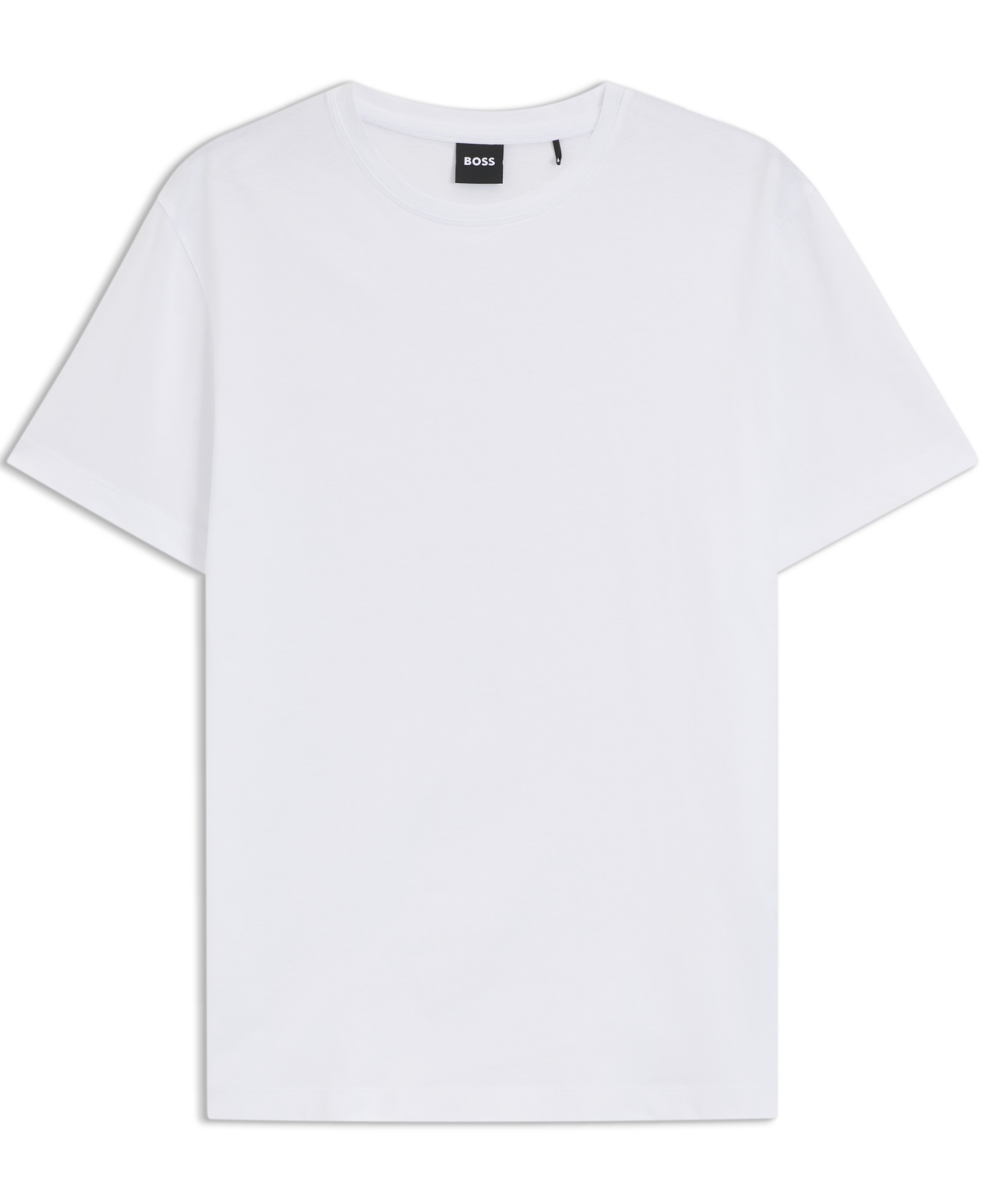 Hugo Boss Boss Mens White Crewneck Embroidered Branding Cotton-jersey T-shirt