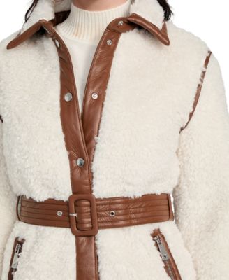 Women's Belted Faux-Shearling Coat