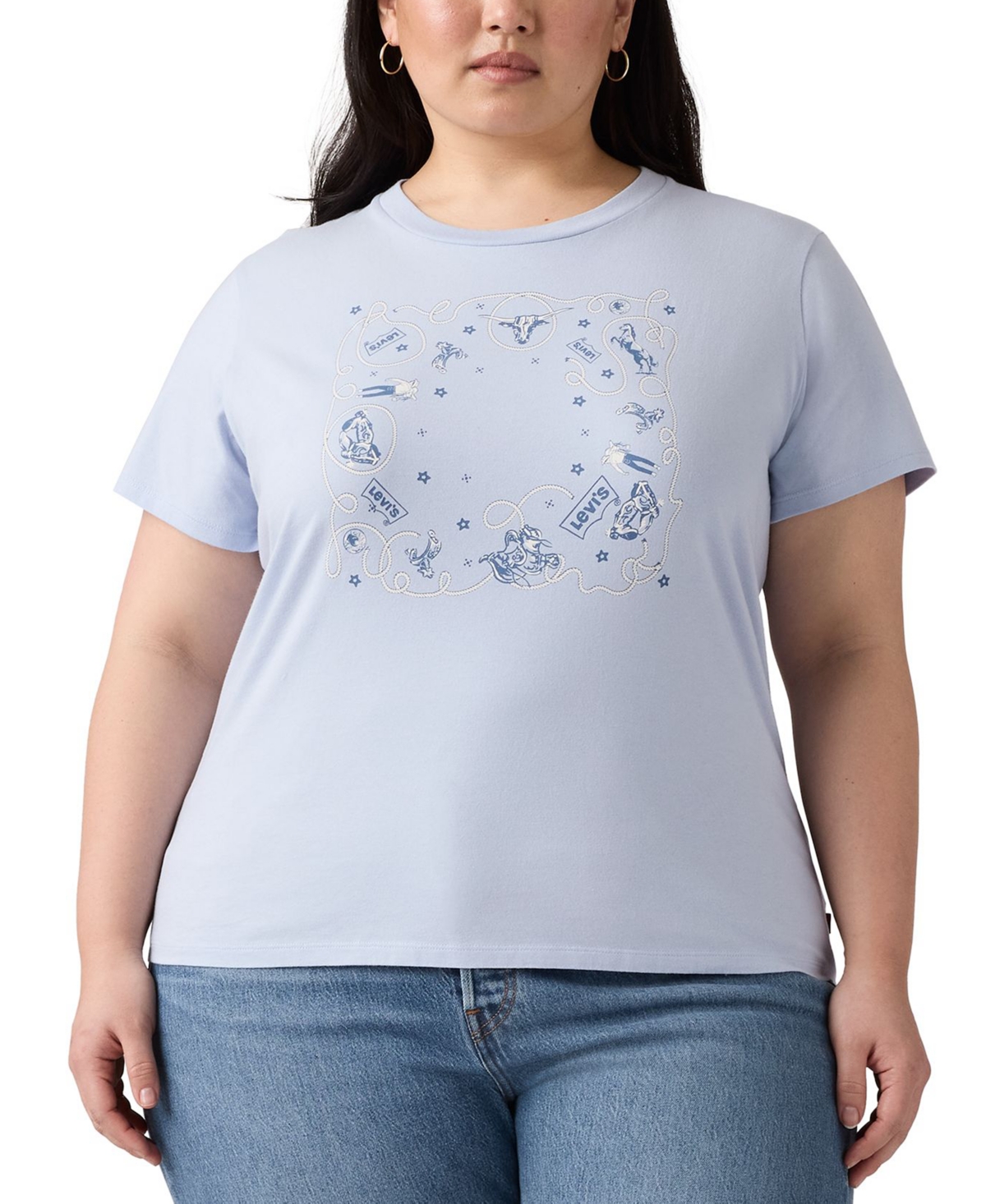 Levi's Plus Size Perfect Logo Cotton T-shirt In Blue