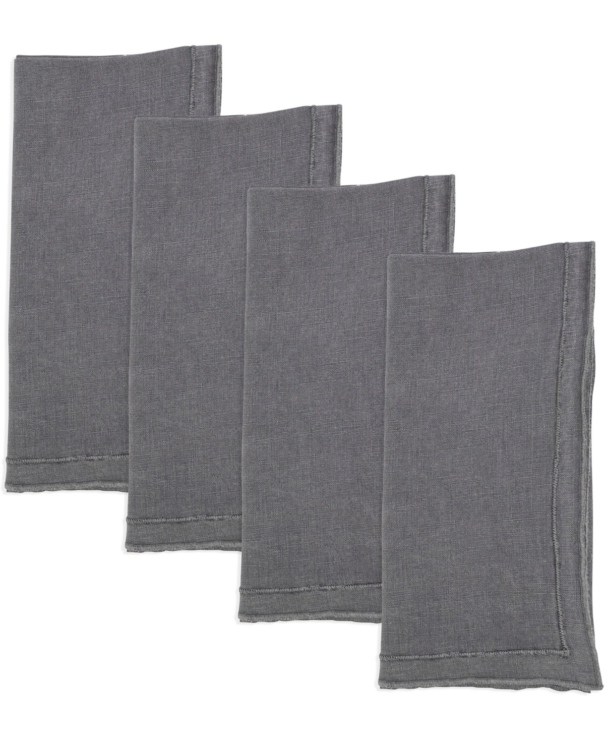 Saro Lifestyle Stonewashed Overlock Linen Edge Napkins, 20" X 20" In Slate