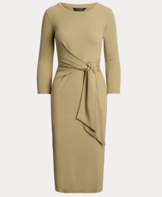 Women's Tie-Front Cotton-Blend Crewneck Dress