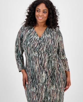 Plus Size Printed Wrap-Style Dress