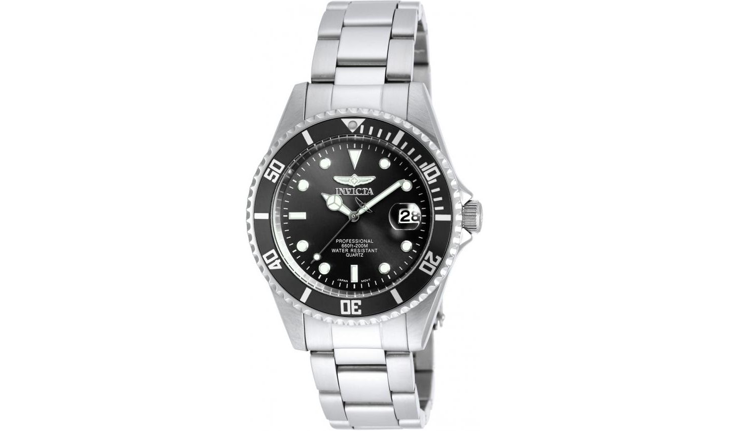 Мужские часы Invicta 8932OB Pro Diver Quartz 3 Hand Black Dial, цвет: Серебряный — фото 2