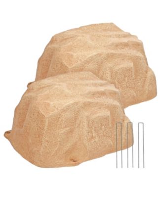 Outdoor Polyresin Landscape Rock Septic Cover with Stakes - 2-Pack