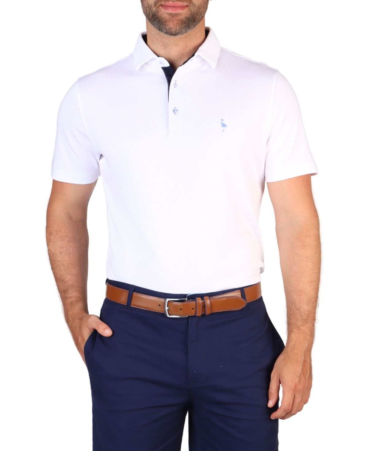 Men's Solid Modal Polo w/Contrast Trim - White