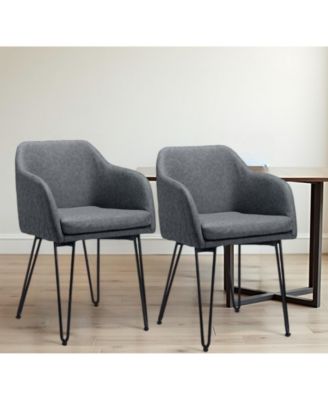 Set of Two Vintage Style Faux Leather Chairs for Dining Room Kitchen or Office Seating