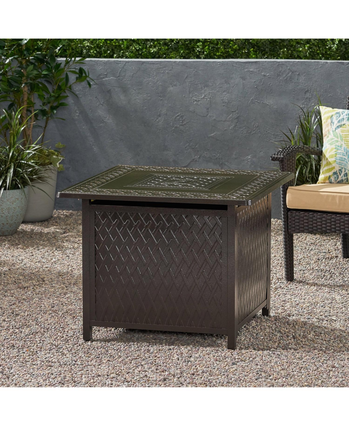 Streamdale Convertible Aluminum Fire Pit Table with Built-in Propane Tank Space (32.25"W x 32.25"D