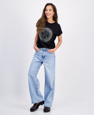 GUESS - Women's Cotton 4G Hotfix Short-Sleeve Crewneck Tee