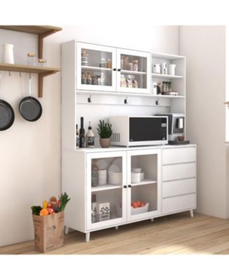 StreamdaleFurniture Large Microwave Shelf Kitchen Hutch Cabinet