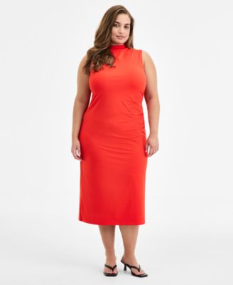Bar III - Trendy Plus Size Mock-Neck Midi Dress
