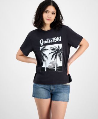 GUESS - Women's Palm Print Crewneck T-Shirt