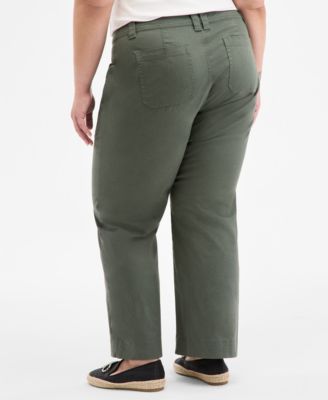 Trendy Plus Size Solid High-Rise Braid-Detail Pants, Exclusively at Macy's