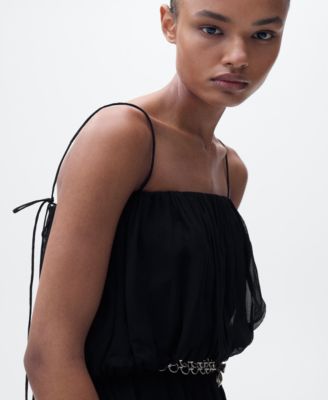 Women's Short Balloon-Effect Gathered Dress