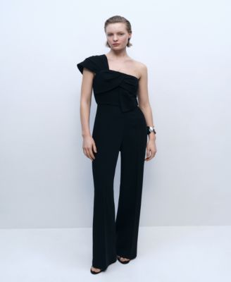 MANGO - Women's Draped Neckline Long Jumpsuit