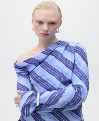 Women's Asymmetrical Striped Blouse