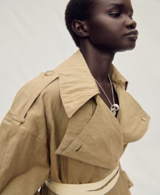 Women's Oversized Wrinkled Effect Trench Coat