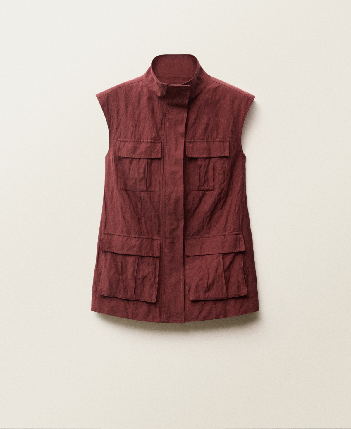 Mango Women's Wrinkled Effect Pockets Vest