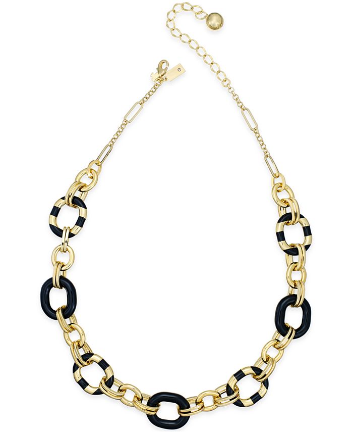 kate spade new york Gold-Tone Enamel Highlighted Link Necklace - Macy's