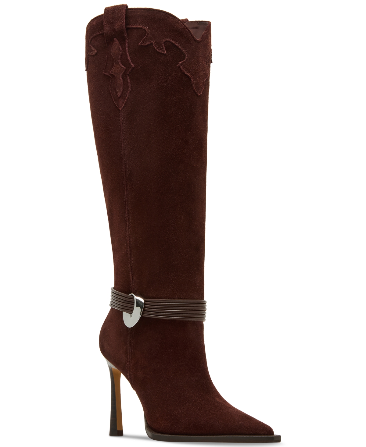 Steve Madden Women's Kyndall Knee-high Embellished Stiletto Western Boots In Brown