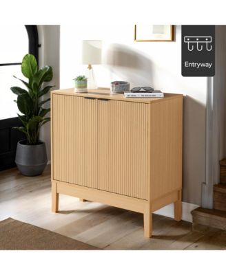 2-Door Reeded Storage Cabinet w/ Soft-Close Doors, Multipurpose Accent Furniture