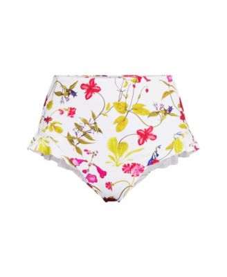 Women's Ruffle High Waisted High Leg Bikini Bottoms