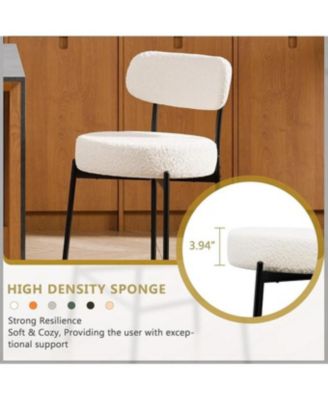 Set of 2,Metal/Fabric, 24 Inches Modern Counter Height Bar Stools with Curved Back, Upholstered Boucle Barstools for Kitchen Island, Cafe