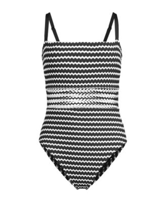 Women's Long Crochet Square Neck High Leg One Piece Swimsuit