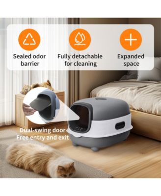 Hooded Front-Entry Cat Litter Box With Scoop for Cats