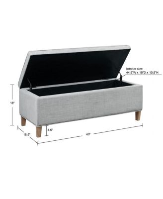 Rectangular Upholstered Storage Bench with Soft Close Lid, Solid Wood Legs for Entryway, Bedroom, or Living Room-The Pop Home