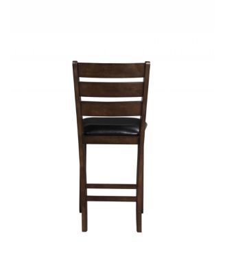 Set of Two Faux Leather And Solid Wood Counter Height Bar Chairs