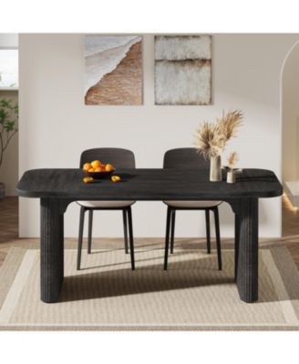 rectangular for 4–6 with double pedestal, wood and metal, 62-inch dining table for kitchen, dining or living room use