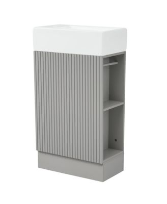 18.6" Bathroom Vanity with Sink, Bathroom Vanity Cabinet with Two-tier Shelf, Left or Right Orientation