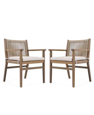 Streamdale Acacia Wood Armchairs with Rope Back and Cushions, Set of 2
