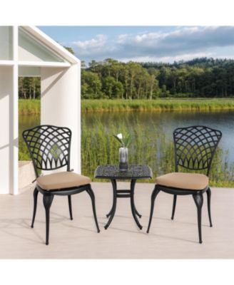 Streamdale Rustproof Patio Bistro Set 2 Chairs, Round Table w/ Cushions