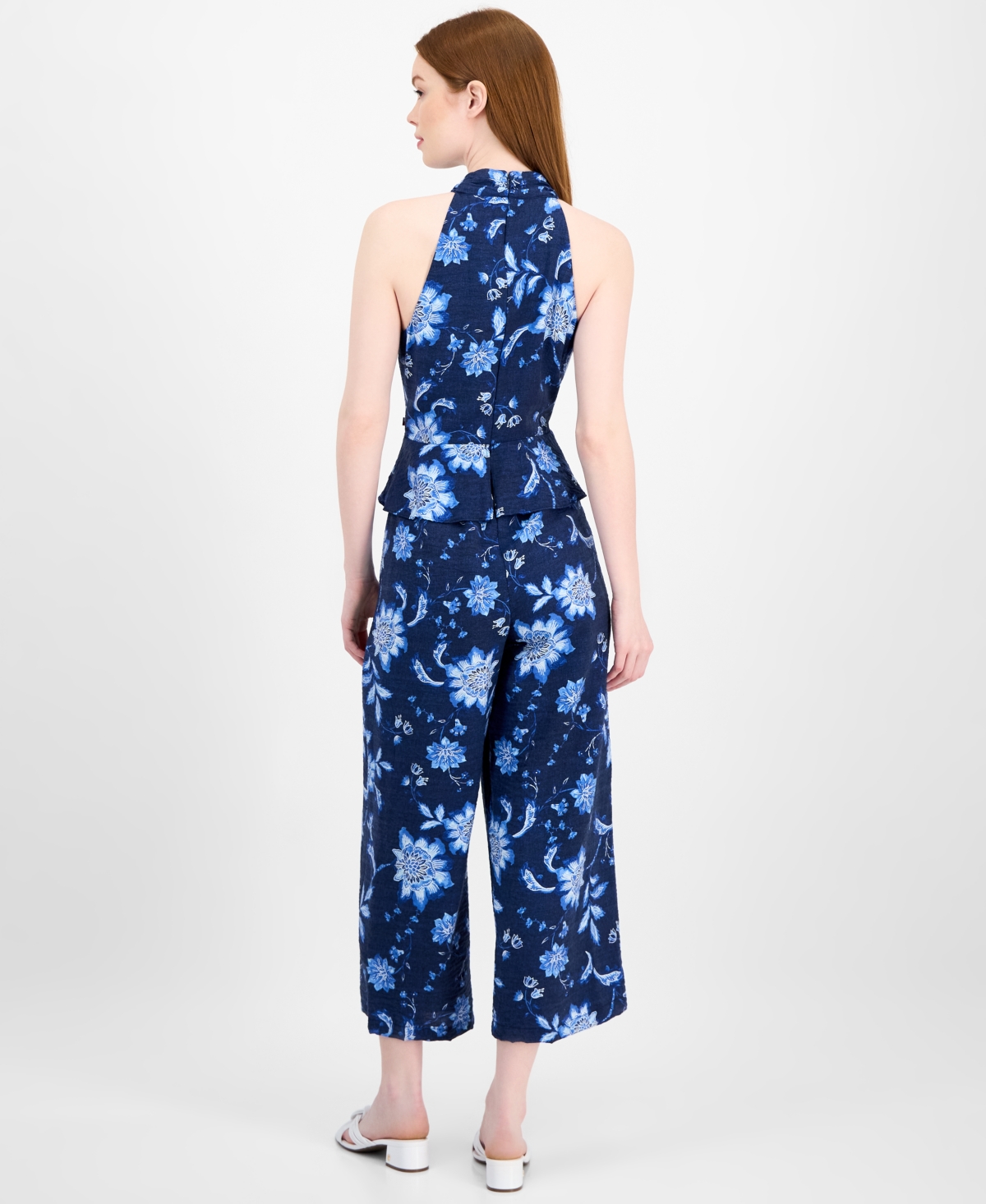 Tommy Hilfiger Women's Floral-print Peplum Halter Jumpsuit