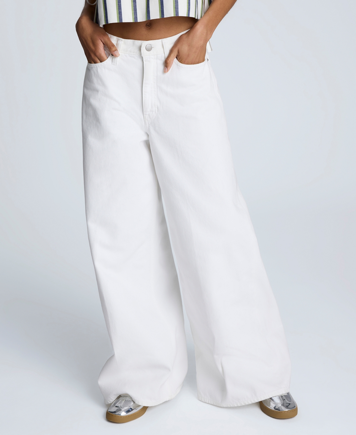 Women's High-Rise Wide-Leg Jeans - Pure White