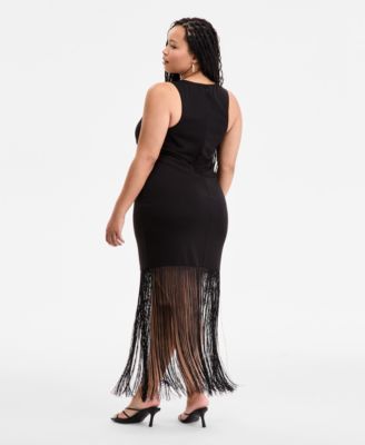 Plus Size Fringe Halter Dress, Exclusively at Macy's