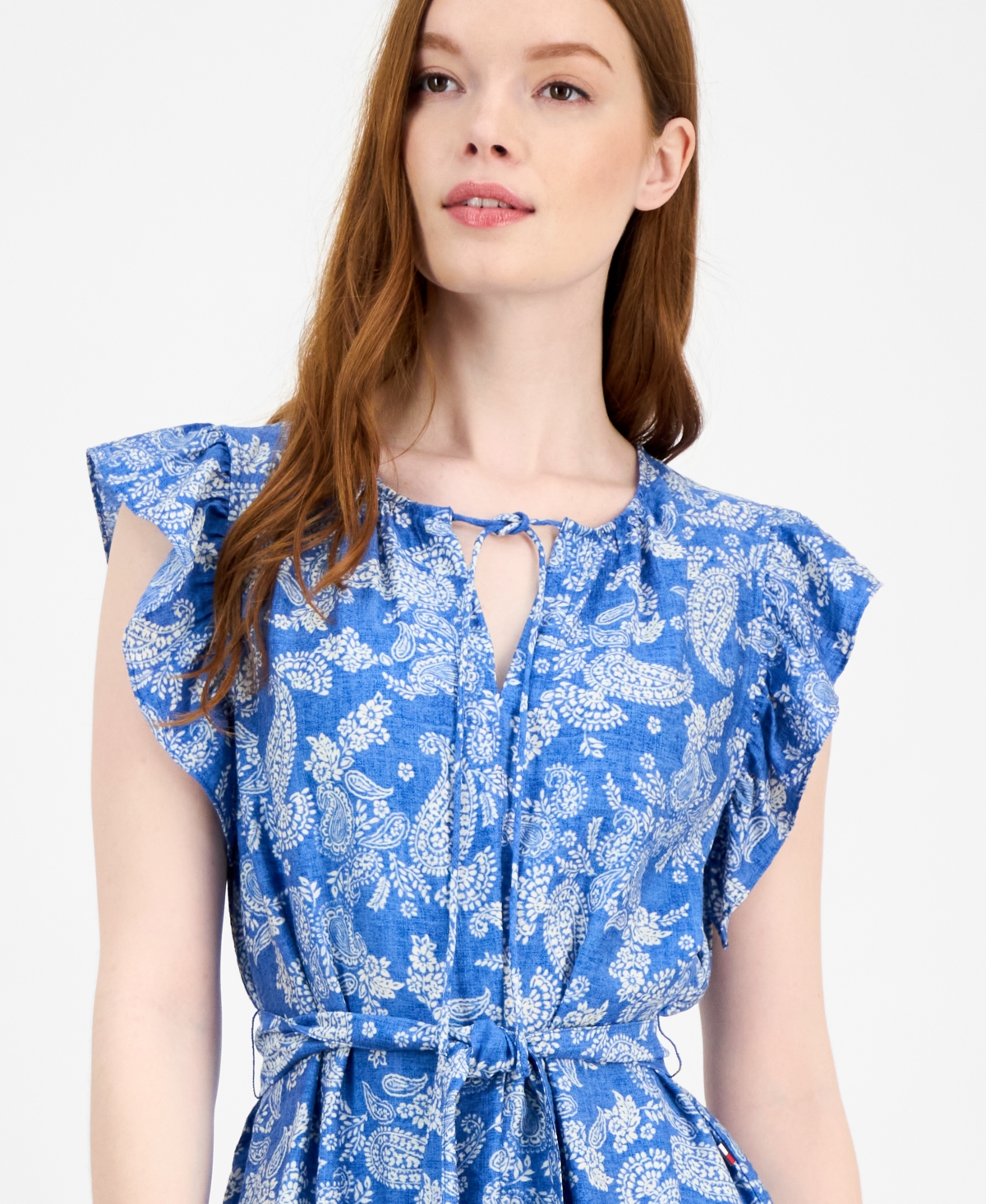Tommy Hilfiger Women's Paisley-print Flutter-sleeve Dress