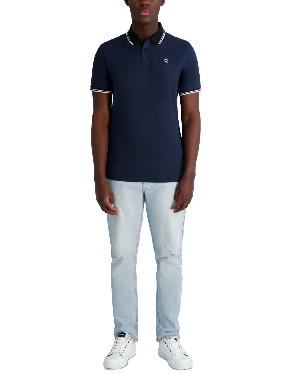 Karl Lagerfeld Men's Short Sleeve Tipped Logo Polo Shirt