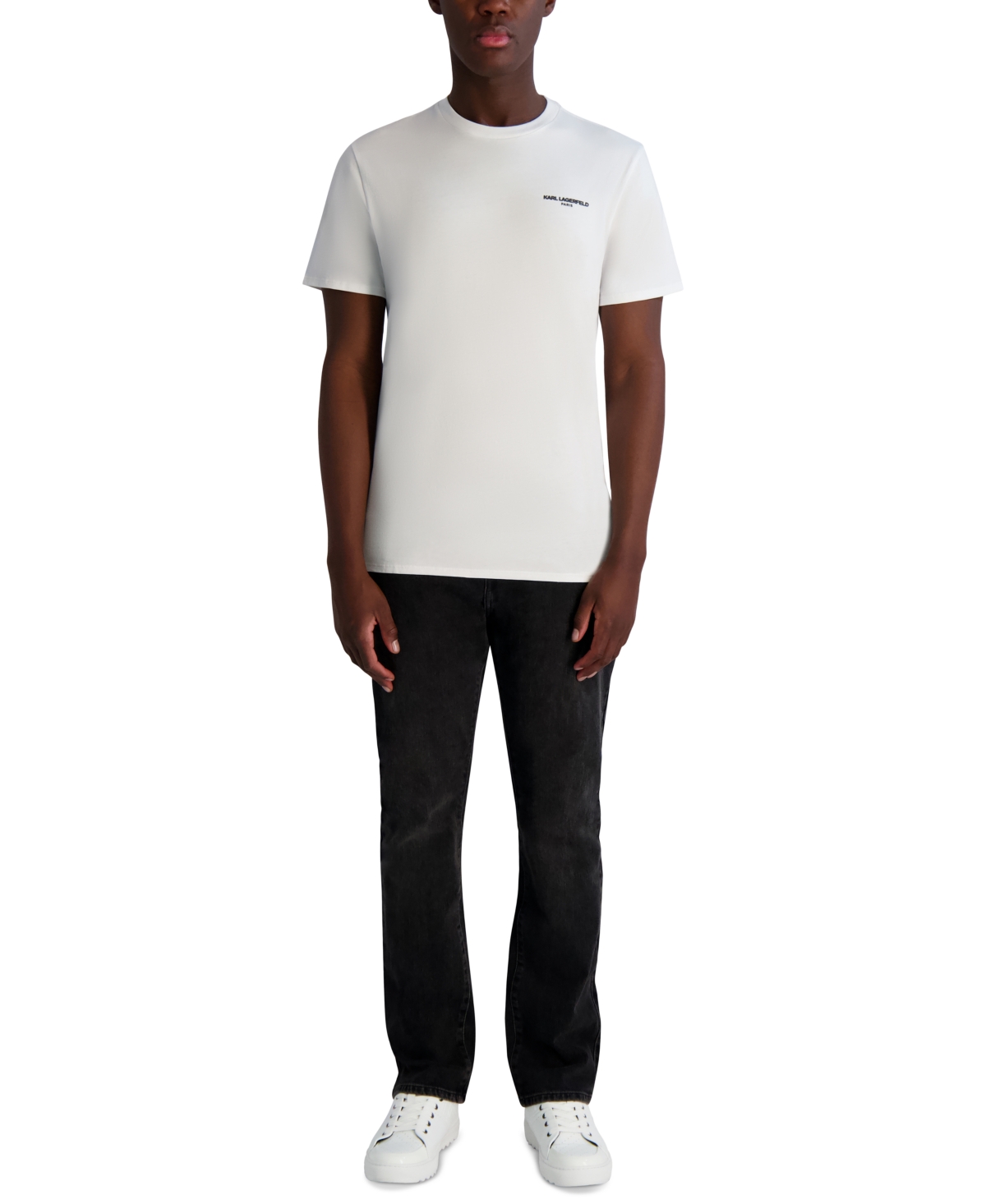 Karl Lagerfeld Men's Core Short Sleeve Crewneck Chest Logo T-shirt In White