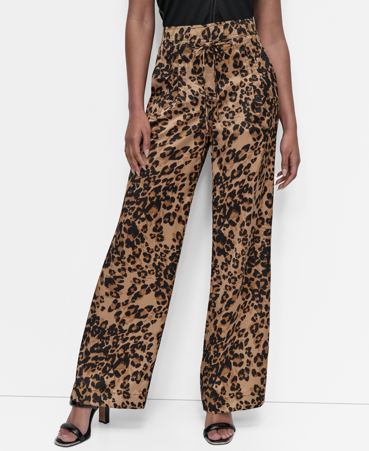 Women's Animal-Print Pleated Wide-Leg Pants - Summer Cheetah