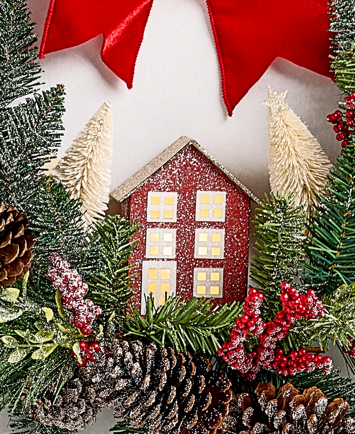 Holiday Lane Heritage House In Greenery Half Wreath, Macy's Exclusive In Transparent