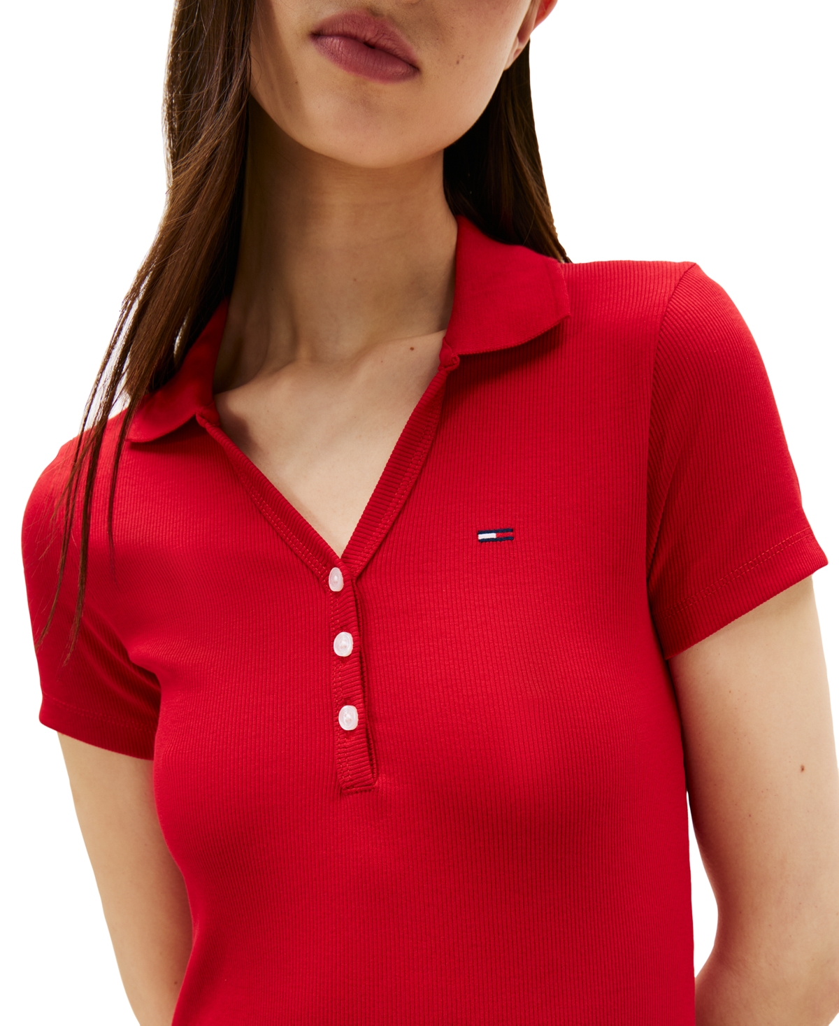 Tommy Jeans Women's Fit & Flare Ribbed Polo Dress