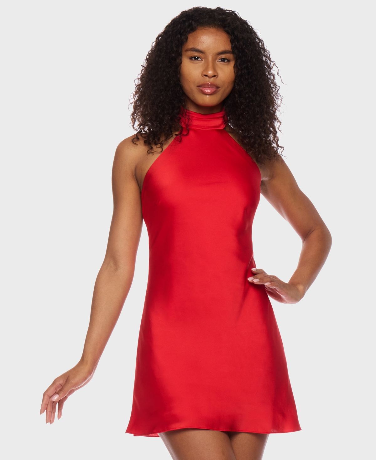 Juniors' Open-Back Halter Dress - Tomato Red