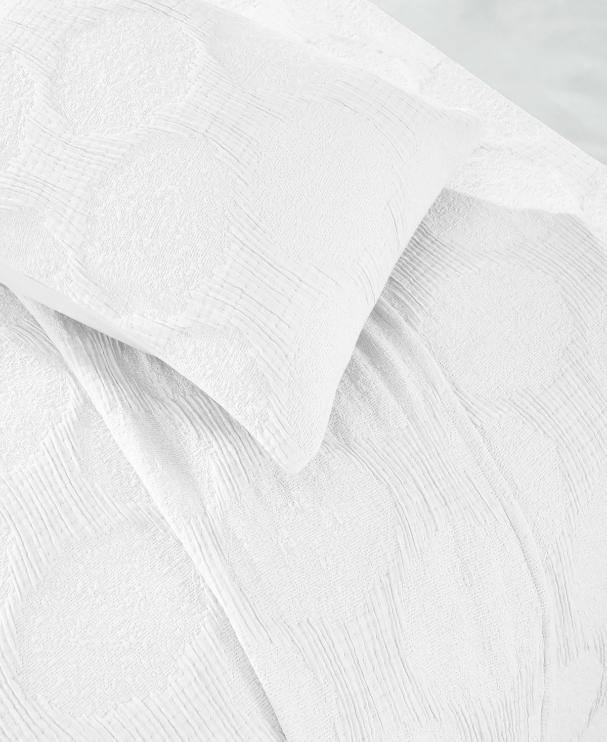 Superior Tanta Crinkle Woven 3-pc. Coverlet Set, Queen In White