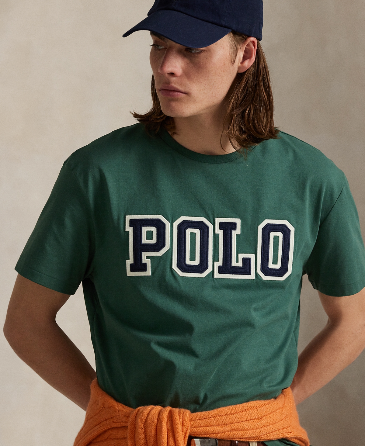 Polo Ralph Lauren Green Crewneck T-shirt With Logo Lettering On The Fornt And Pony Embroidery On The Front