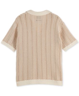 Men's Structured Knit Sweater Polo Shirt